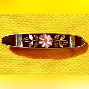 Handmade Vintage  Mother of Pearl Purple Enamel Hair Baretteb